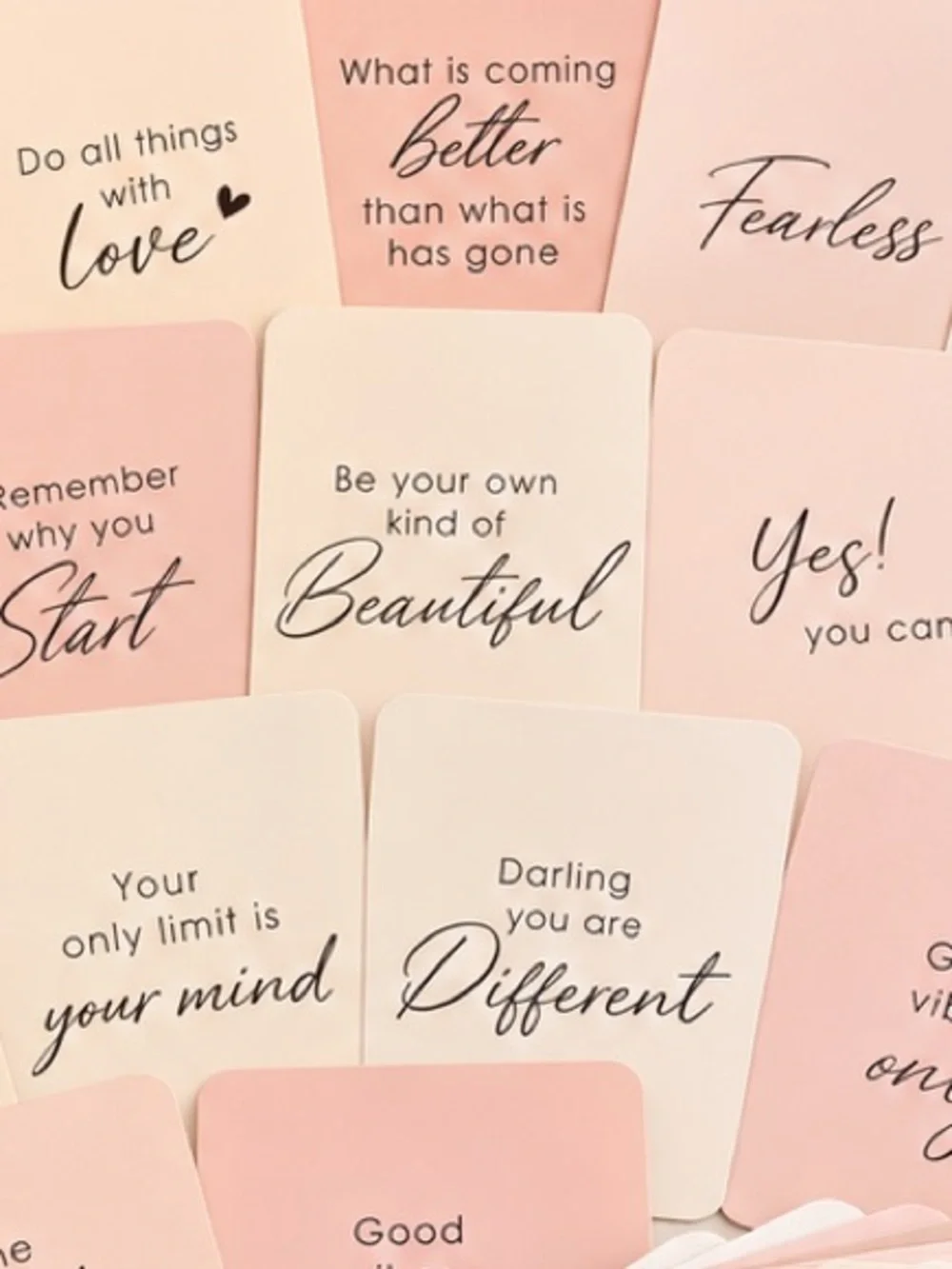 30 Motivational Cards - Pink & Cream Inspirational Quote Set